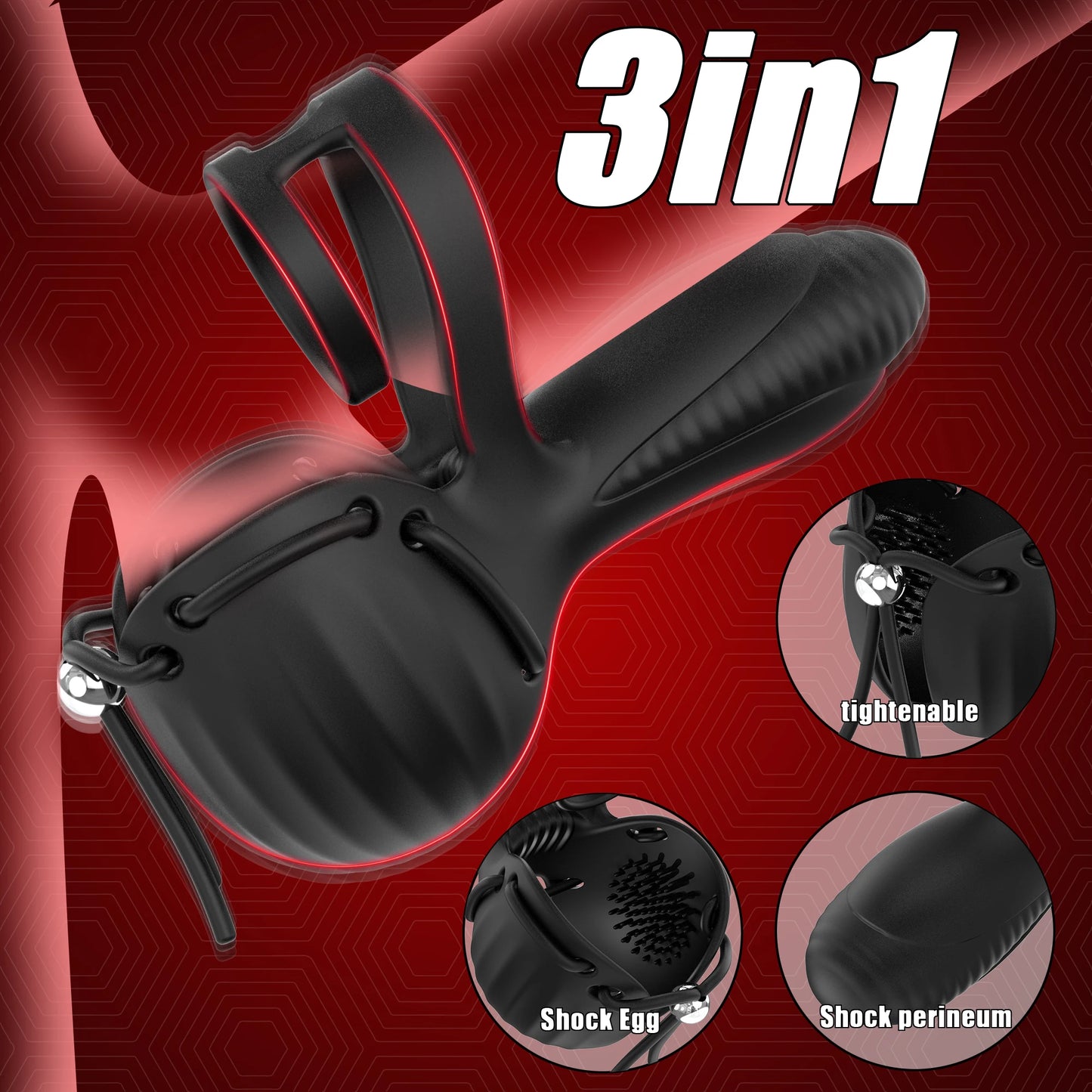 3 IN 1 Cock Ring Hodenstimulator Penistrainer Vibrator mit 10 Vibrationsmodi