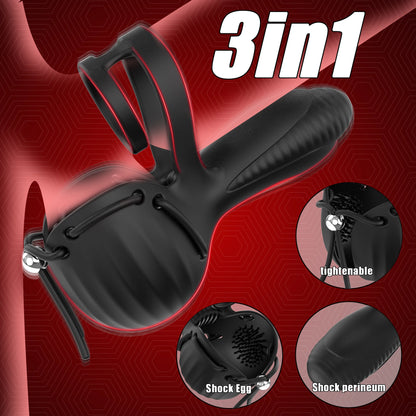 3 IN 1 Cock Ring Hodenstimulator Penistrainer Vibrator mit 10 Vibrationsmodi