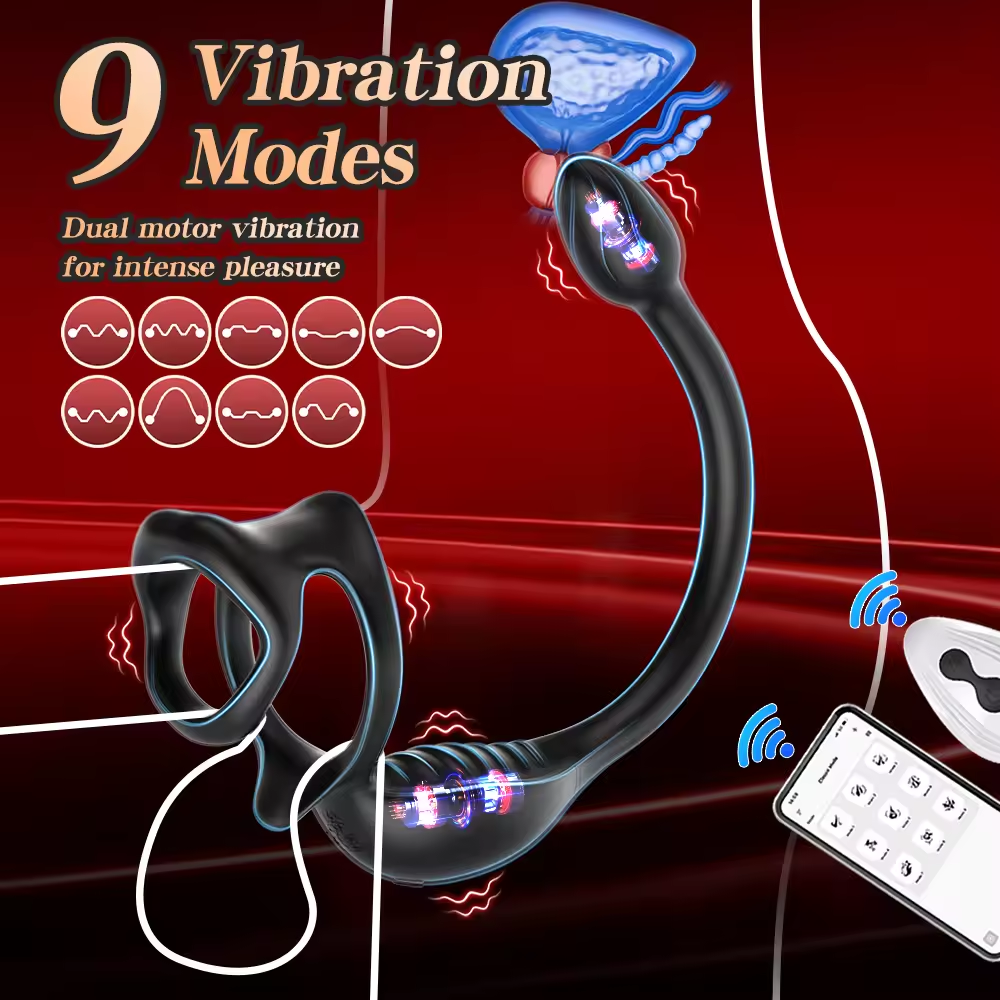 Penis-Vibrator Prostata-Massagegerät Vibrationsring mit 9 Schwingungsmoden