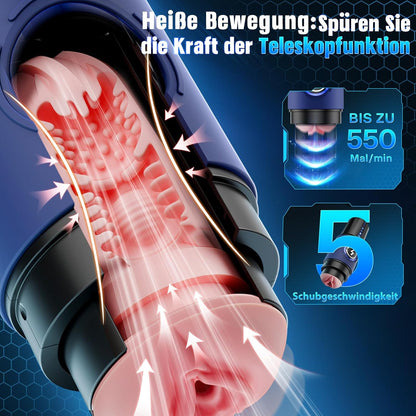 KI-Interaktion 360° Schnellheiz Masturbatoren Penis Stroker Blowjob mit 5 Stufiges schnelles
