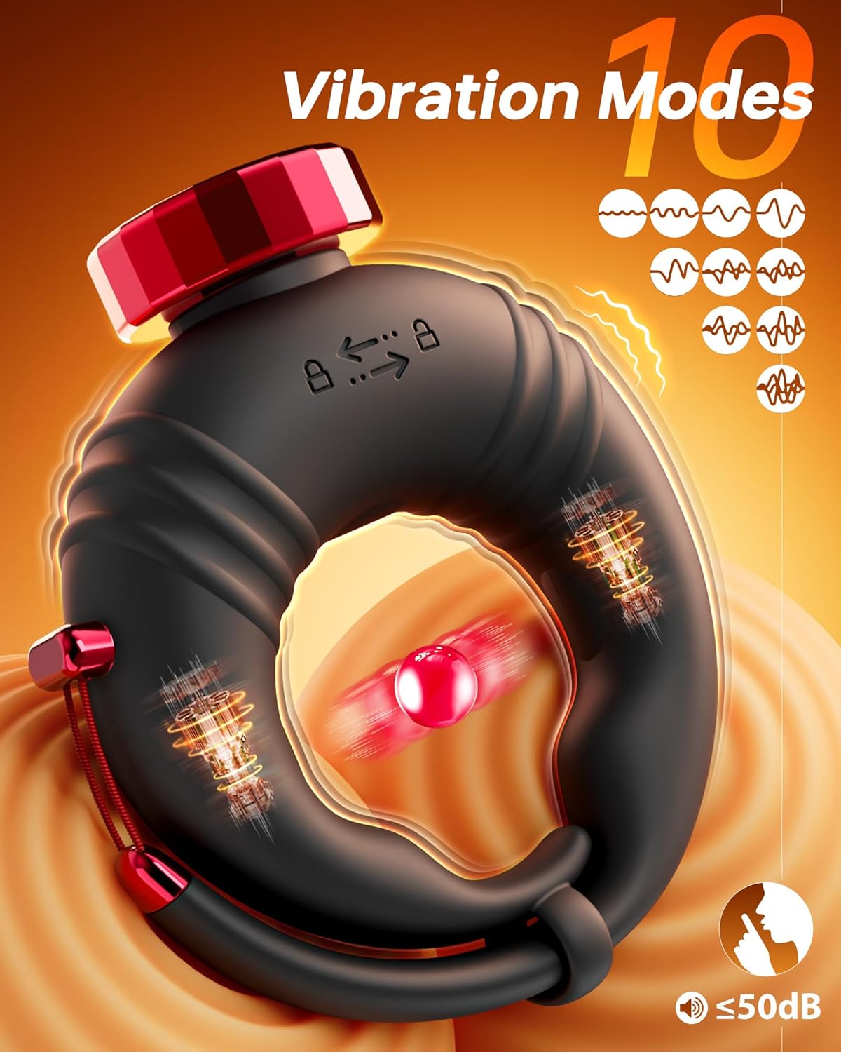 Anpassbarer Offener Penis Trainer Vibrator Cock Ring mit 10 Vibrationsmodi