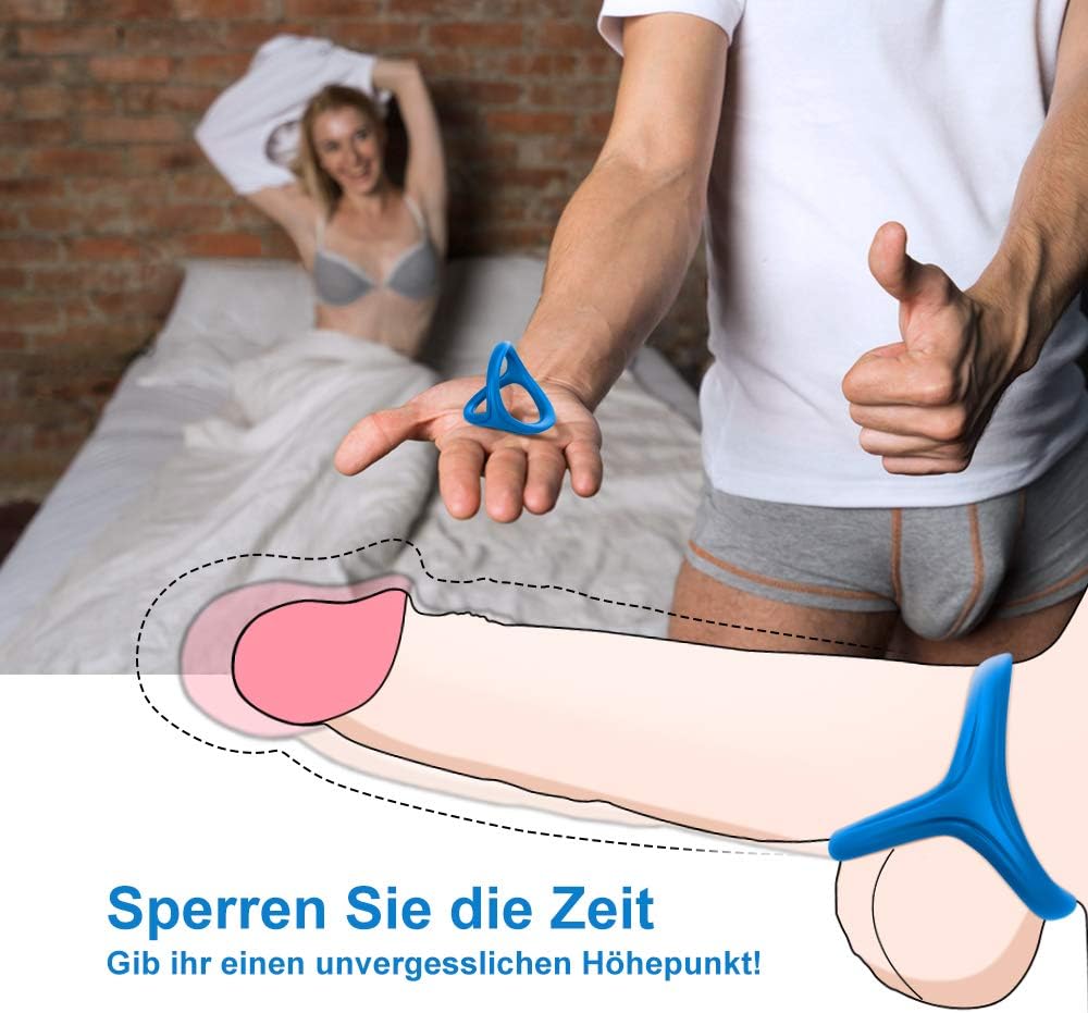 Premium driehoekige penisringen, siliconen cockring met scrotumringriem 