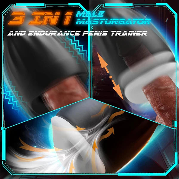 360° Vollumhüllungs Penistrainer Vibrator Masturbator mit 10 Vibrations und Trainingsmodi