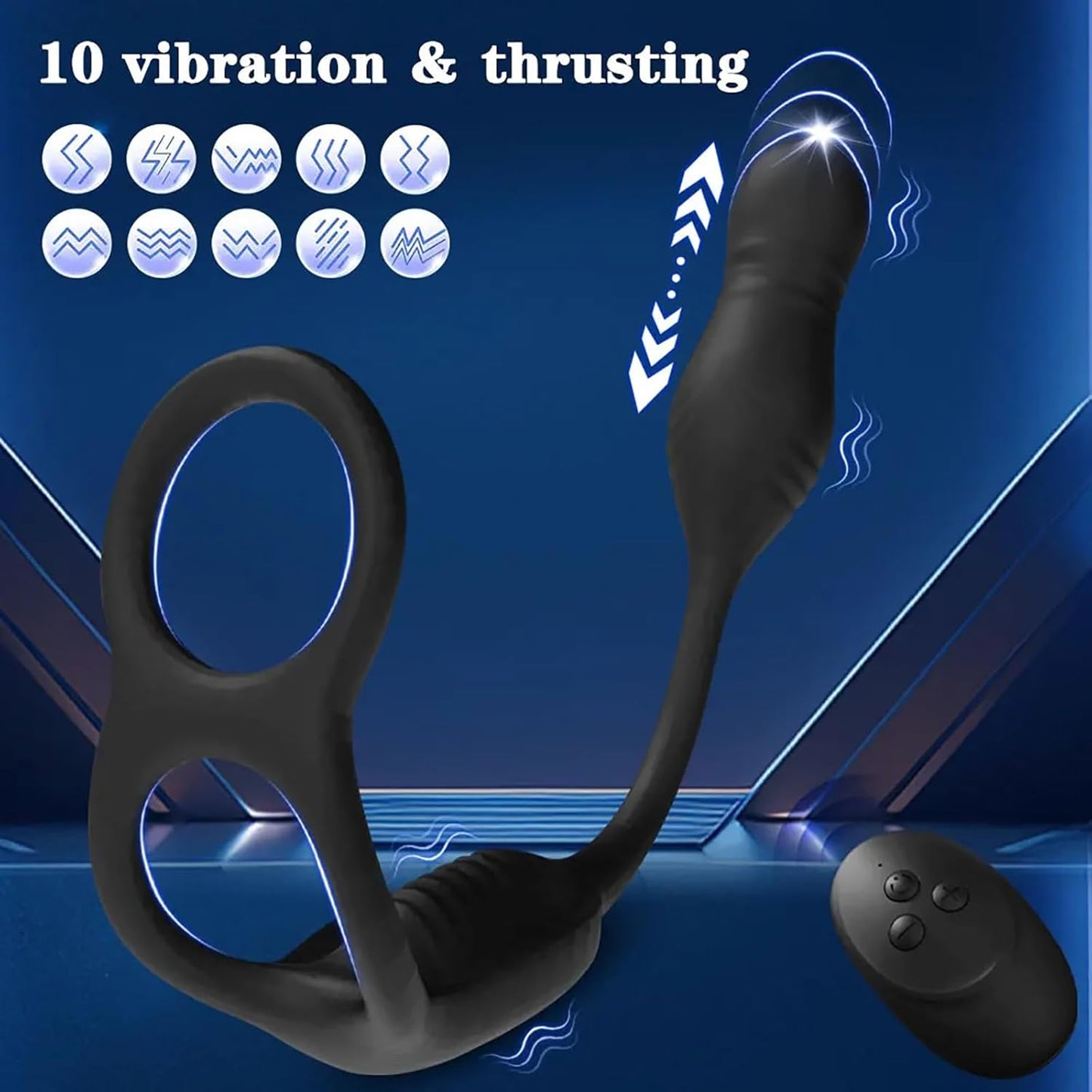 Analvibratoren Prostata Stimulation Penisring mit 10 Vibrationsmodi & 3 Teleskopmodi