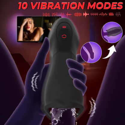 2 in 1 Elektrischer Penis Trainer Eichel Stimulator mit 10 Vibrations und 5 Rotations