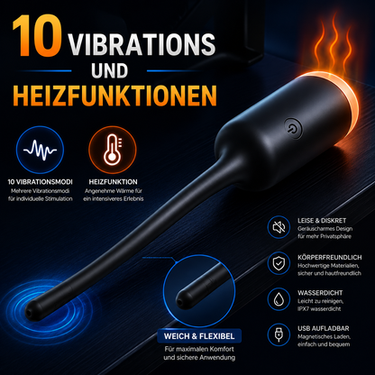 Harnröhrendilatoren Penisplug Stimulator mit 10 Vibrations und Heizfunktionen