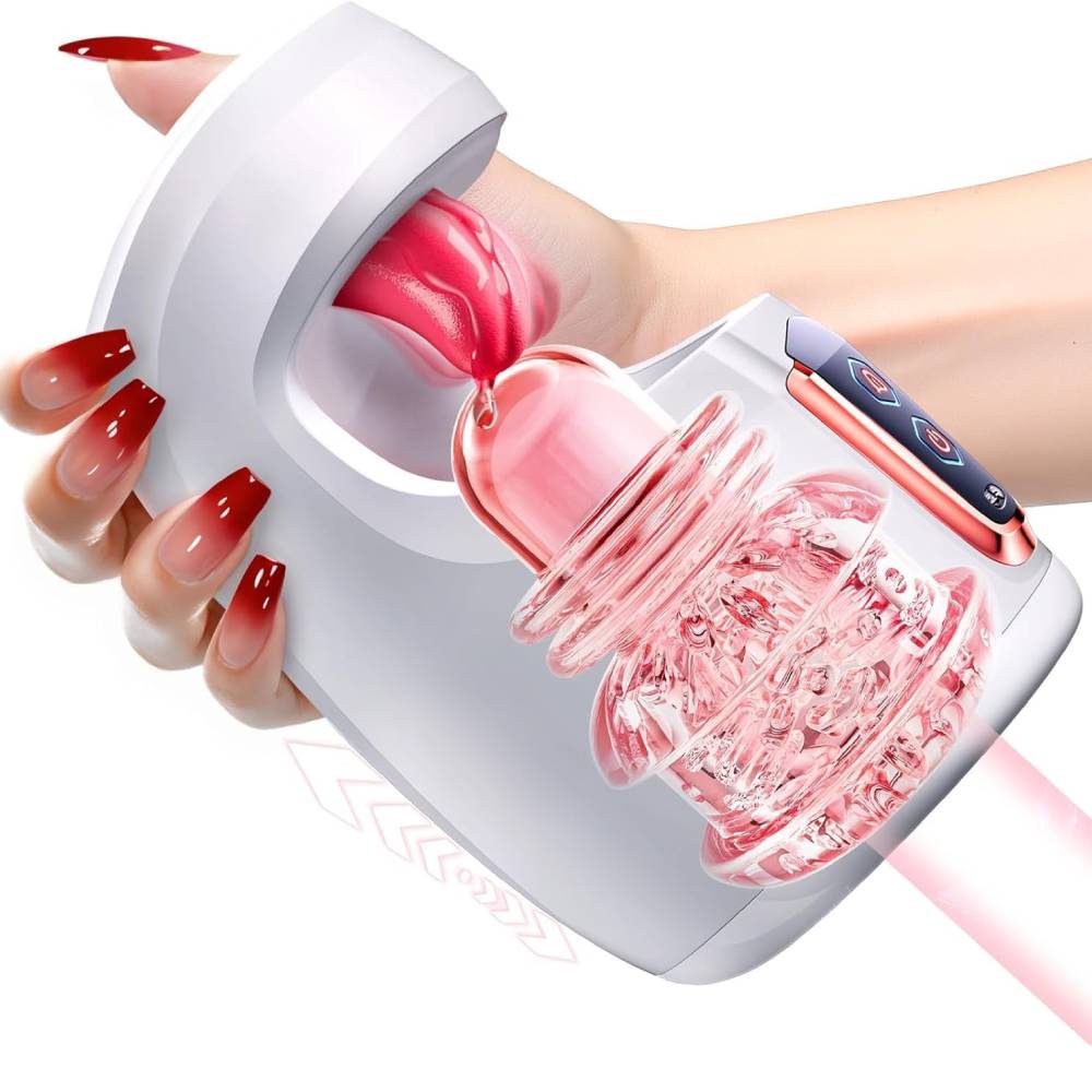 Elektrischer Masturbator Penistrainer Blowjob Stroker mit 10 Stoß und 10 Leckmodi