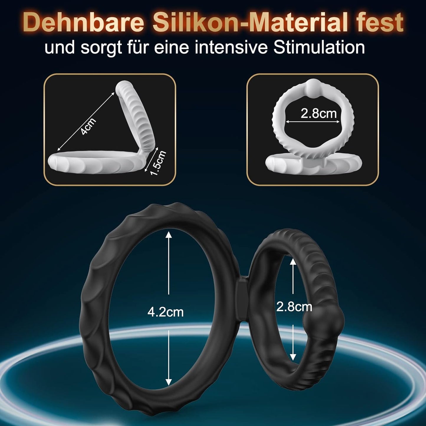 2 in 1 Deluxe Silikon Dual Penisring Erektion Set