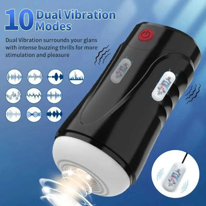 Elektrischer Masturbator Penis Trainer mit 2 Verbesserten Motoren & 10 Vibrationsmodi