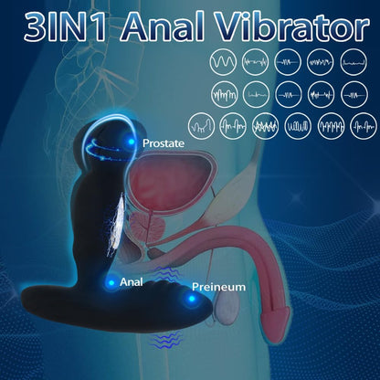 Puls Prostata Stimulator Analvibrator mit 16 & 3 Rotations-Vibrationsmodi