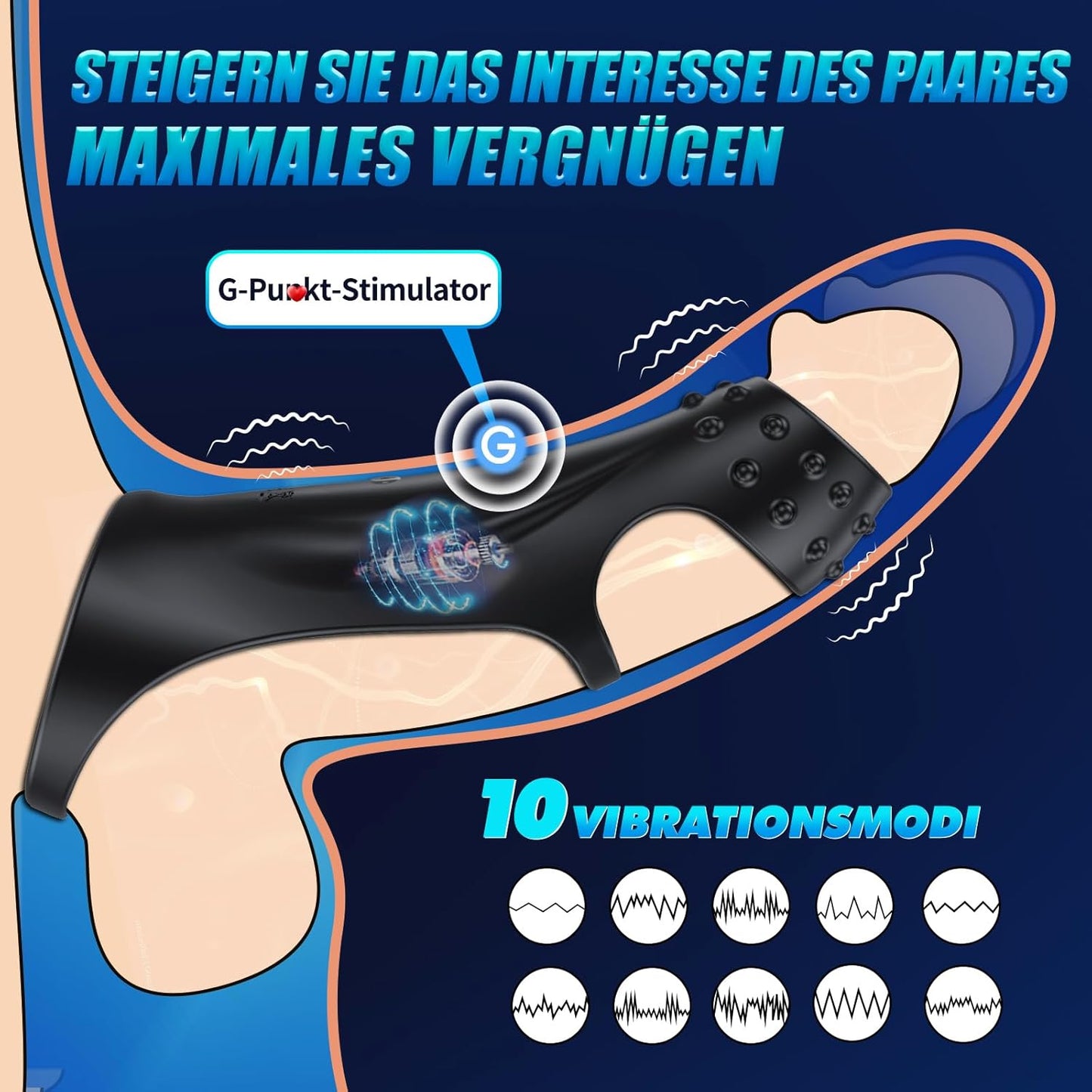 Ferngesteuerter Paarvibrator Cockring Penisringe mit 10X Vibrationen