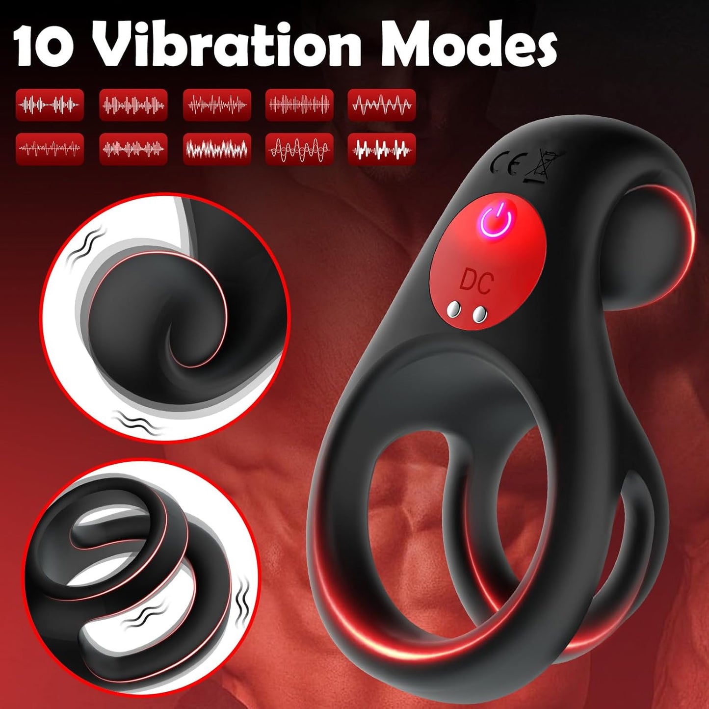 Elektrische Penis Trainer Penisring mit 10 Vibrationsmodi