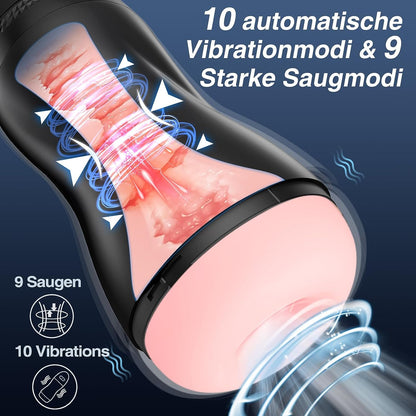 4in1 Oral Elektrischer Masturbator Cup Masturbieren mit 10 Vibrationsmodi 9 Saugmodi