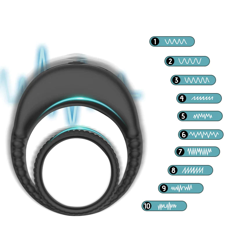 2 in 1 Dubbele Cockring mit 10 Vibrationsfrequenzen