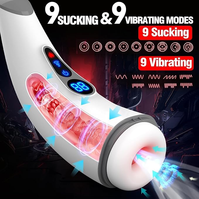 3 IN 1 Automatischer Masturbator Penispumpe Stroker mit 7 Saug & 3 Vibrations & Heizfunktionen