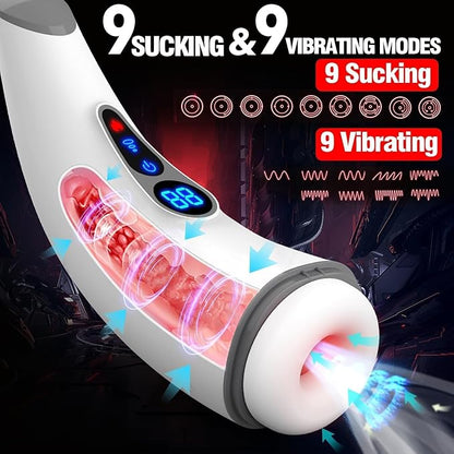 3 IN 1 Automatischer Masturbator Penispumpe Stroker mit 7 Saug & 3 Vibrations & Heizfunktionen