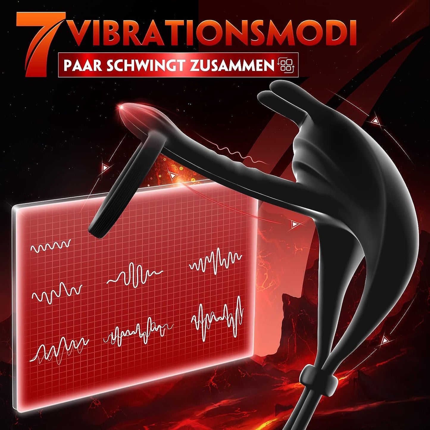 Penisring Rabbit Dubbele cockring testikelring vibrator met 7 vibratiestanden Contitop 