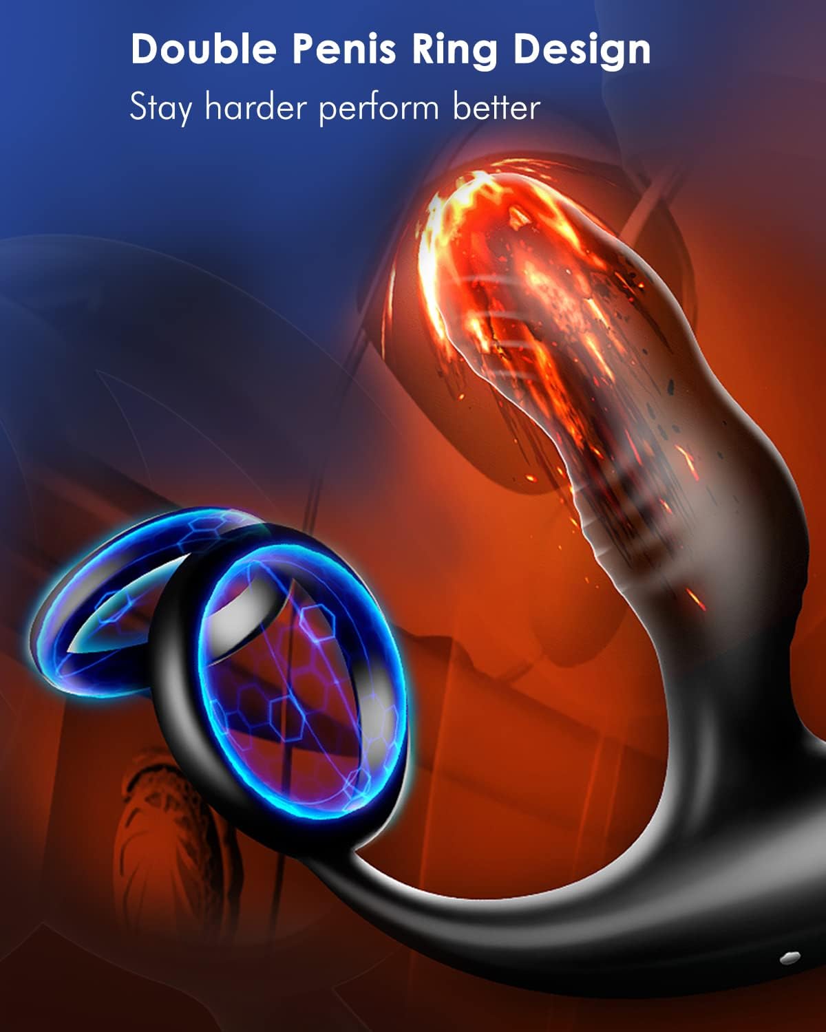 Analplug Vibrator Prostata Massagegerät mit Doppeltem Penisring und 7 Vibrationsmodi