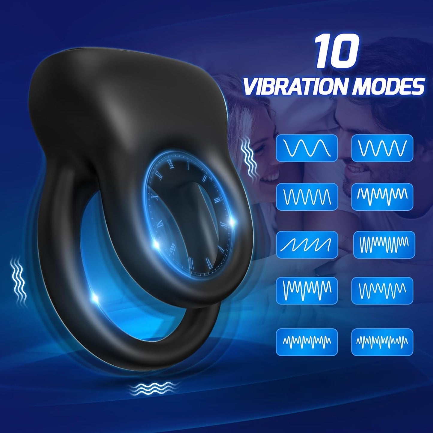 Doppelt Vibrierende Penisringe Vibrator mit 10 leistungsstarke Vibrationsmodi