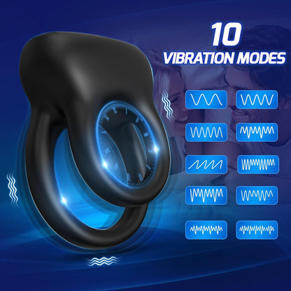 Doppelt Vibrierende Penisringe Vibrator mit 10 leistungsstarke Vibrationsmodi