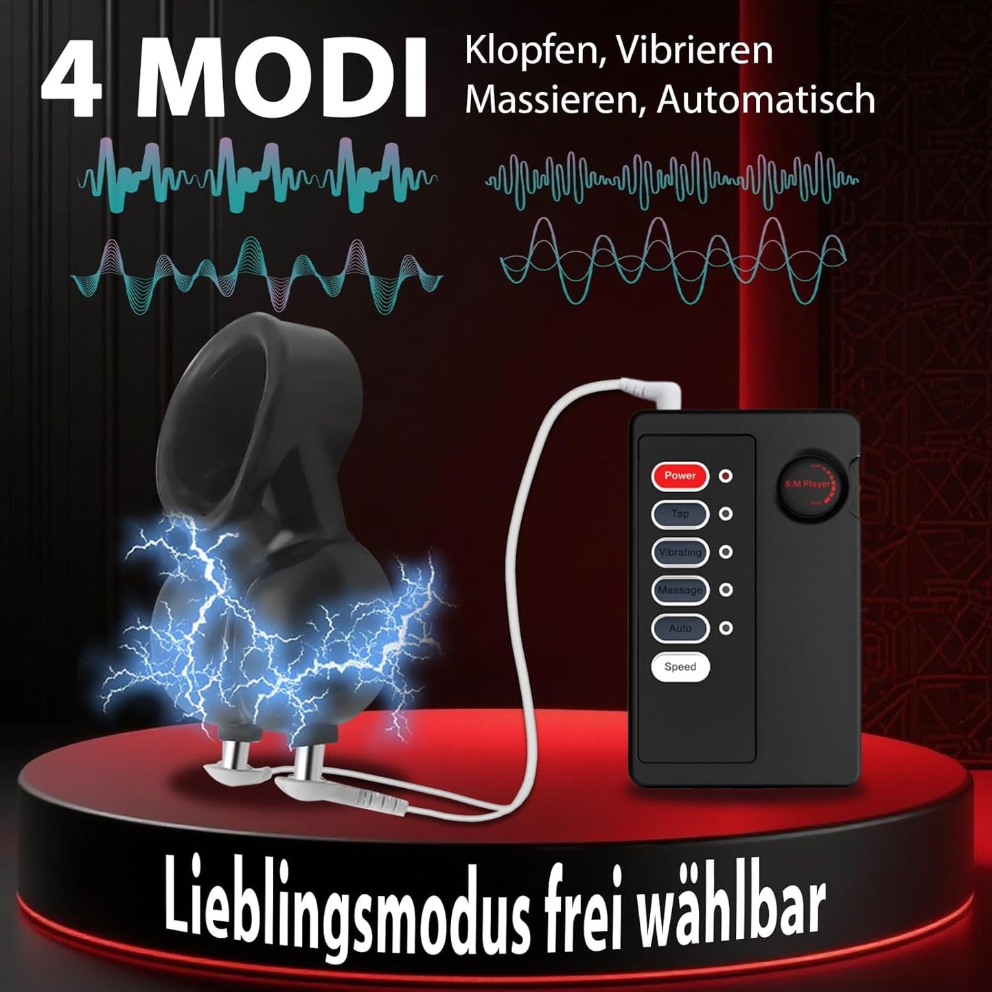 BDSM Hoden Trageverschluss Penis Hodenhülle mit 9 Intensitätsstufen und 4 verschiedene Modi
