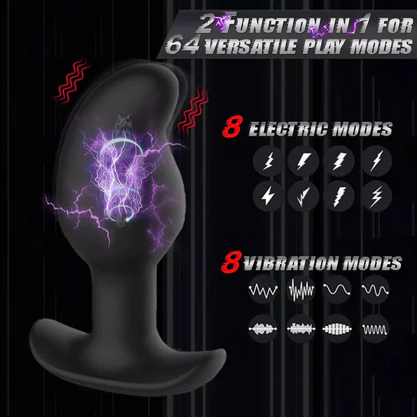 E-Stim Butt Plug Prostata Massager Analvibrator mit 8 Elektroschock und Vibrationsmodi