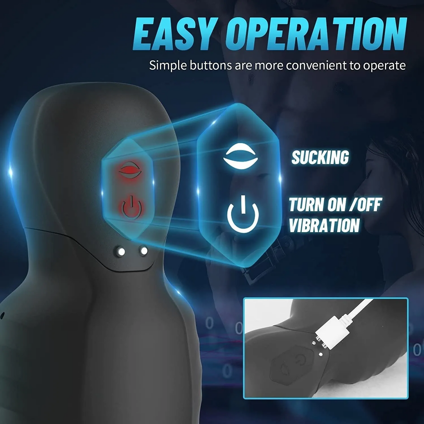 Elektrische Penistrainer Stroker Masturbatoren mit 7 Vibrationen und 3 Vakuumsaugern