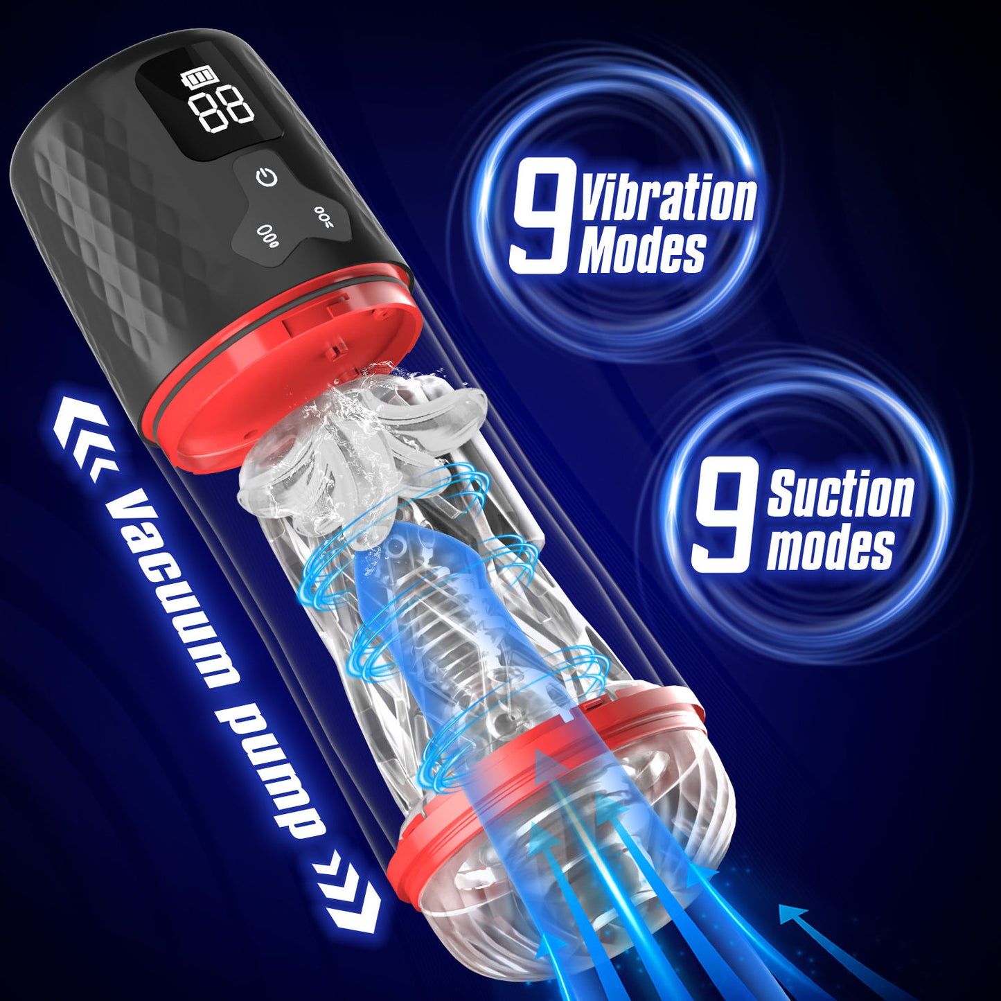 Intelligenter Masturbator PenisPumpe Stroker Blowjob mit 9 Saug und 9 Vibrationsmodi