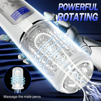 Draagbare 3-in-1 automatische masturbator met 7 zuigmodi, rotatiemodi en tonglikken 