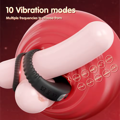 2 in 1 dubbele cockring met 10 trillingsfrequenties