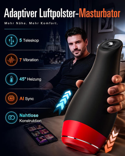Elektrische Masturbator Penis Trainer Stroker Blowjob mit 5 Stoßmodi & 7 Vibrationen & Heizfunktion