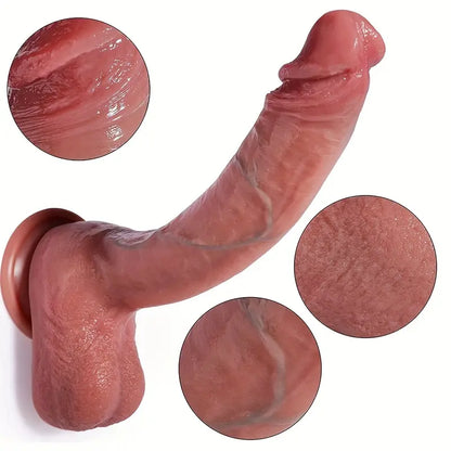 10.5" realistic dildos with strong suction cup and large balls, fake penis