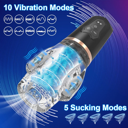 Hochfrequenz Elektrischer Masturbator Cup mit 9 Vibration & 9 Saugmodi