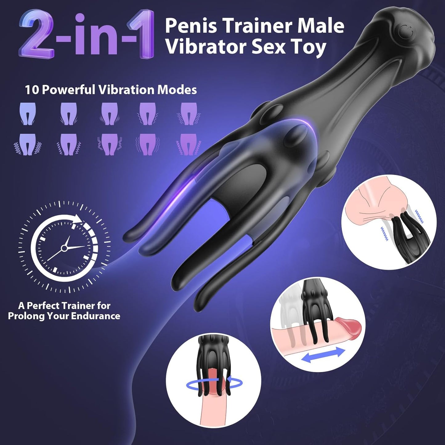 Penistrainer Vibrator Eichelstimulator Stroker Masturbator mit 10 Vibrationsmodi
