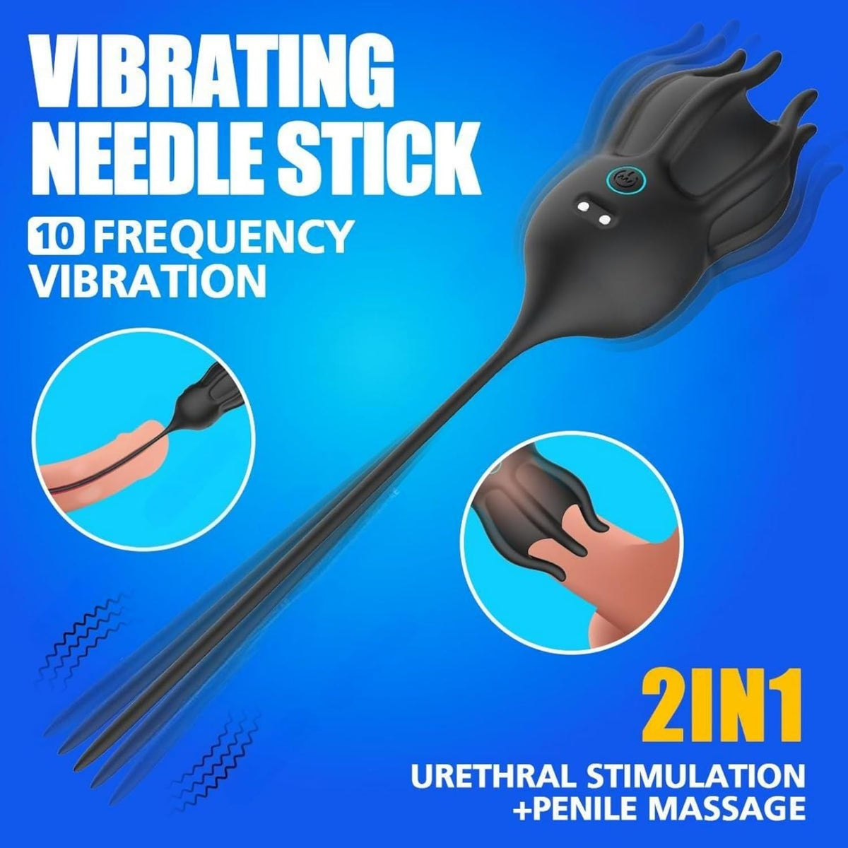 Elektrischer Penistrainer Vibrator Eichelstimulator mit Harnröhrensound & 10 Vibrationsmodi