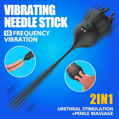 Elektrischer Penistrainer Vibrator Eichelstimulator mit Harnröhrensound & 10 Vibrationsmodi