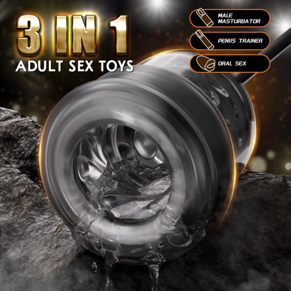 4 IN 1 Penistrainer Massager Eichel Trainer Stimulator Masturbator mit 7 Saugnäpfen