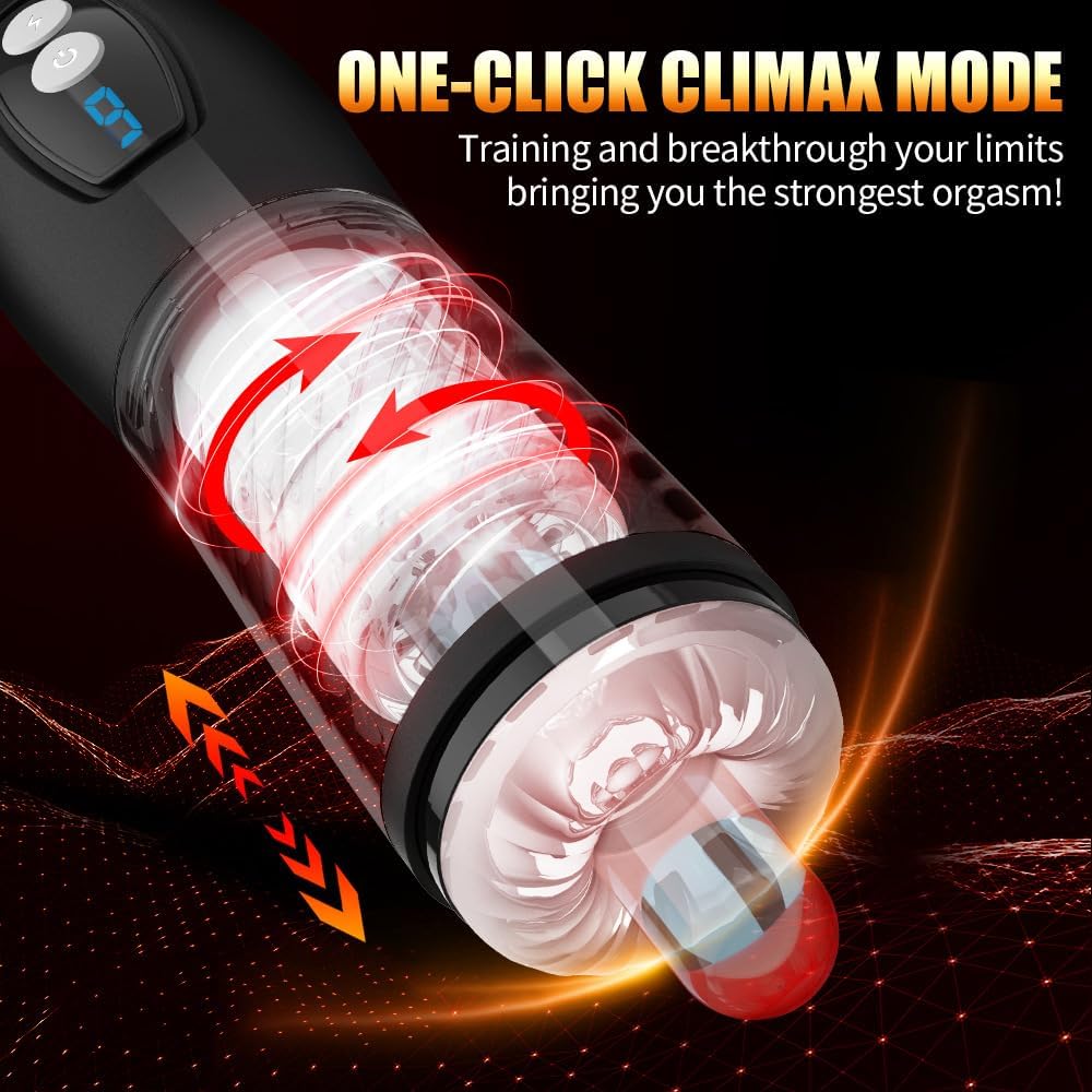 Elektrischer Masturbatoren Eichel Trainer Blowjob mit 9 Rotationsmodi & Teleskopmodi