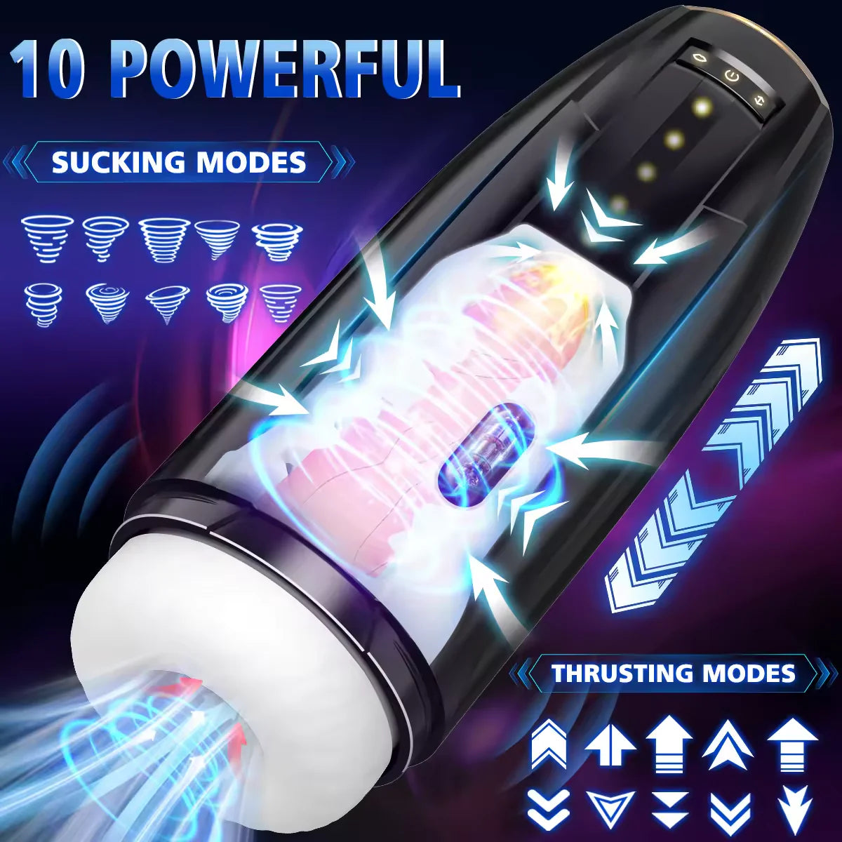 3 IN Automatischer Masturbator Penis Stroker mit 10 Vibrations & Saug & Stoßmodi