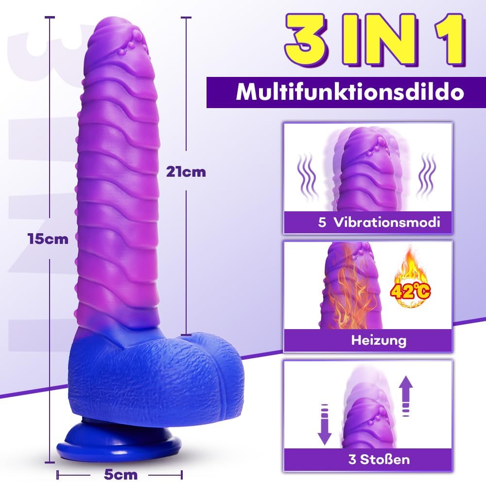 3 in 1 Farbwechselnde Dildos realistischer Dildo Vibrator mit starkem Saugnapf