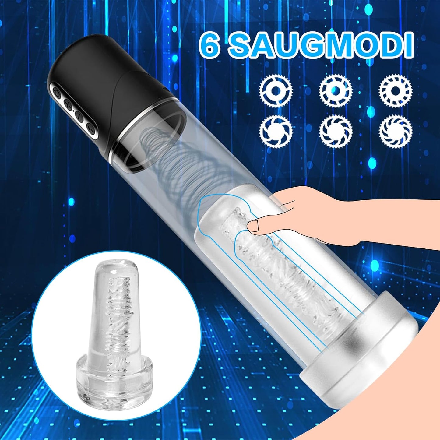 2 IN 1 Super Masturbator Enlargement Pump 6 Suction Modes