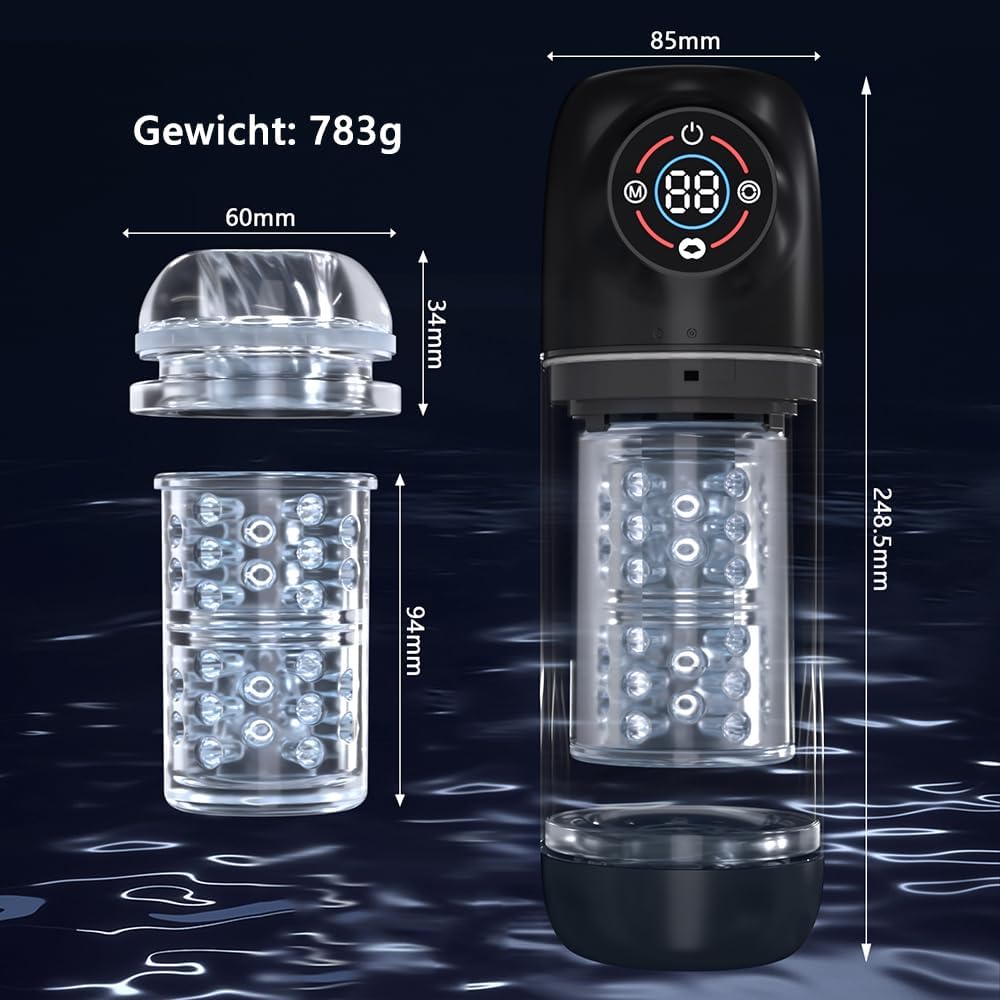 360° Zungenlecken Elektrischer Masturbator Penispumpe mit 7 Rotationsmodi und 7 Saugmodi