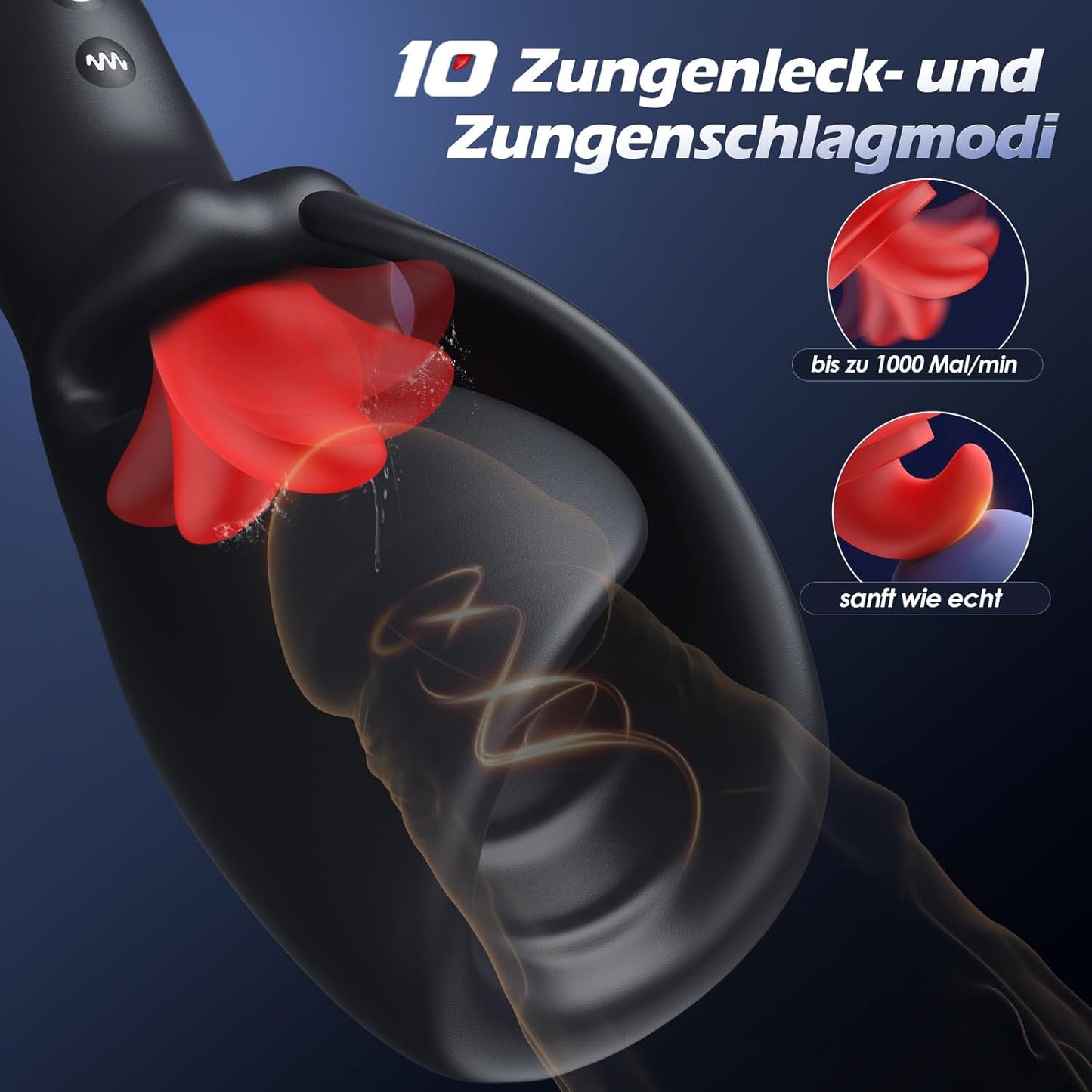 Zungenlecken Flattern Masturbatoren Penistrainer Vibrator mit 10 Zungenleck & Schlagmodi & Vibrationsmodi