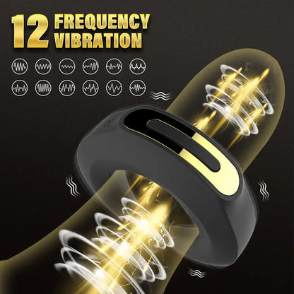 Verriegelbarer Penisring Vibrator Eicheltrainer Stimulator mit 12 Intensiven Modi