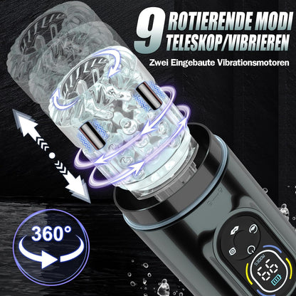 Elektrischer Masturbator Cup mit 7 Modi Saugen & Vibrieren & Schieben & Rotieren und Lecken