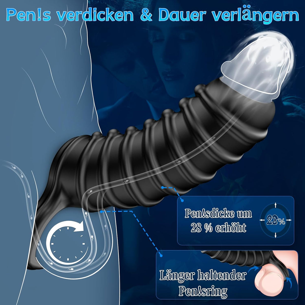 3D Textur Wiederverwendbar Penisring Penishülle Strukturierte Hodensackring