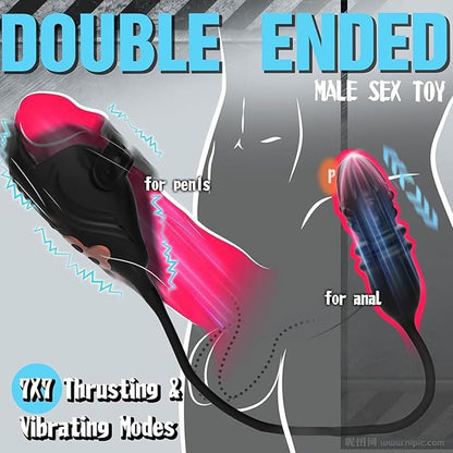 Herren Cockring Penistrainer Vibrator Prostata Stimulator mit 7 Vibrationsmodi + 7 Teleskopmodi