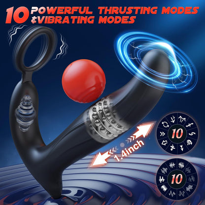 Wackeln Analvibrator Prostata Massagegerät Butt Plug mit 10 Wackeln & Schub und Vibrierende