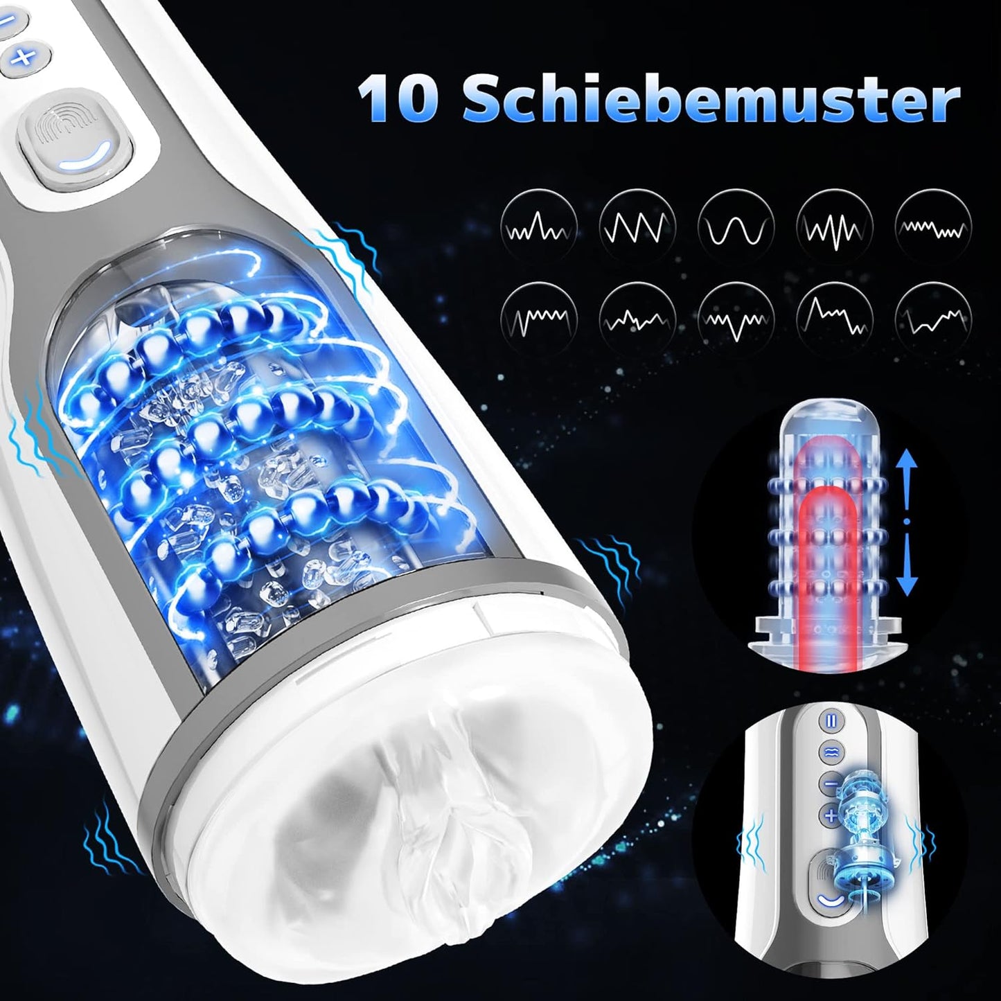 Automatischer Elektrischer Masturbator Cup Blowjob 3D Realistischer Pussy mit 3 Teleskopmodi