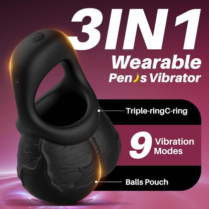 2 IN 1 Penisring & Hodensack Multifunktionaler Penistrainer mit 9 Vibrationsmodi